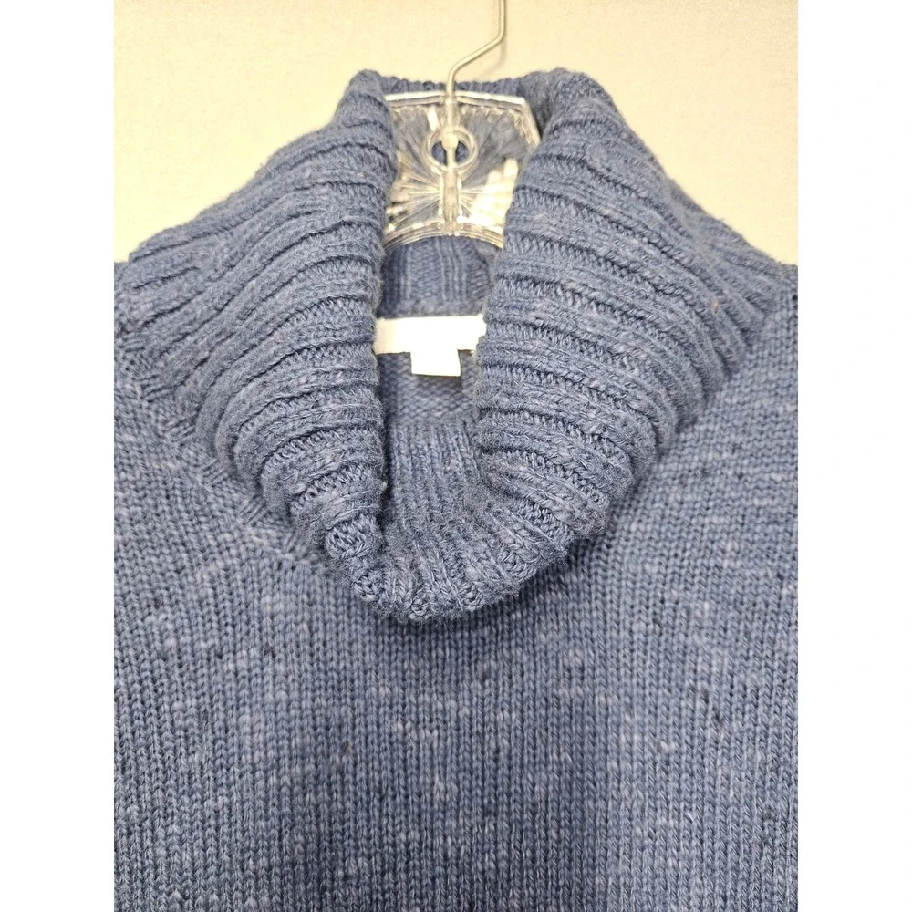 J. Jill Womens Blue Marl Turtleneck Oversized Cotton Blend Sweater XS SSW254071